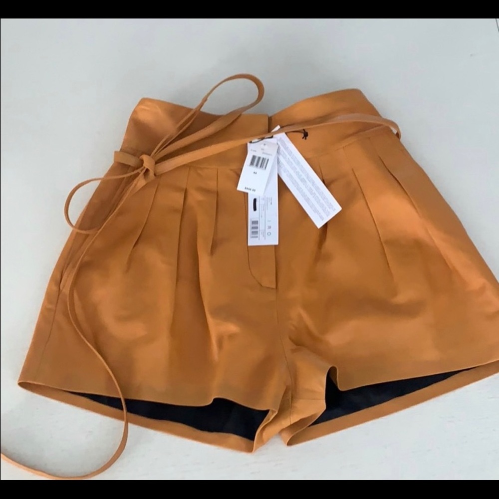 NWT 💋 IRO YELLOW FLAME LEATHER HIGH WAIST SHORTS
